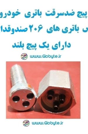 www.Globyte.ir گلوبایت خودرو پیچ ضدسرقت باتری خودو مخصوص باتری 206 صندوقدار V10 دارای پیچ بلند (1)