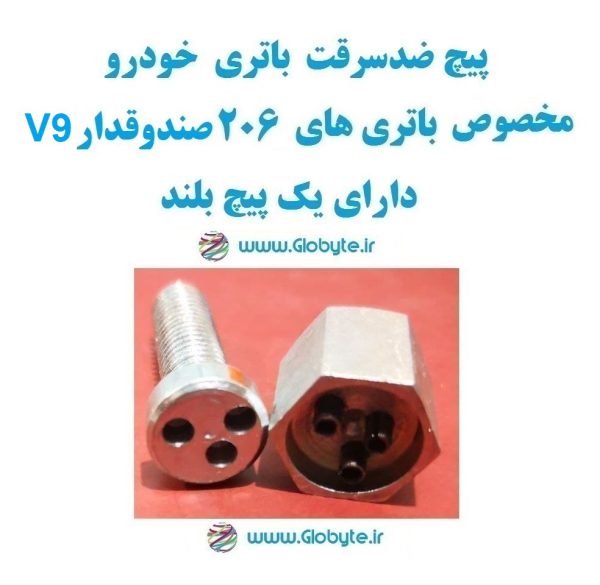 www.Globyte.ir گلوبایت خودرو پیچ ضدسرقت باتری خودو مخصوص باتری 206 صندوقدار V9 دارای پیچ بلند (1)