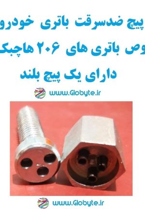 www.Globyte.ir گلوبایت خودرو پیچ ضدسرقت باتری خودو مخصوص باتری 206 هاچبک تیپ1 دارای پیچ بلند (1)
