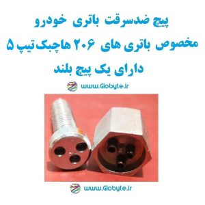 www.Globyte.ir گلوبایت خودرو پیچ ضدسرقت باتری خودو مخصوص باتری 206 هاچبک تیپ5 دارای پیچ بلند (1)