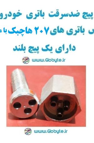www.Globyte.ir گلوبایت پیچ ضدسرقت باتری خودرو مخصوص خودرو 207 باموتور TU3 دارای پیچ بلند