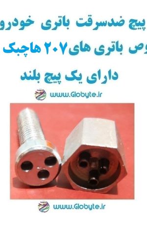 www.Globyte.ir گلوبایت پیچ ضدسرقت باتری خودرو مخصوص خودرو 207 تیپ5 دارای پیچ بلند (1)